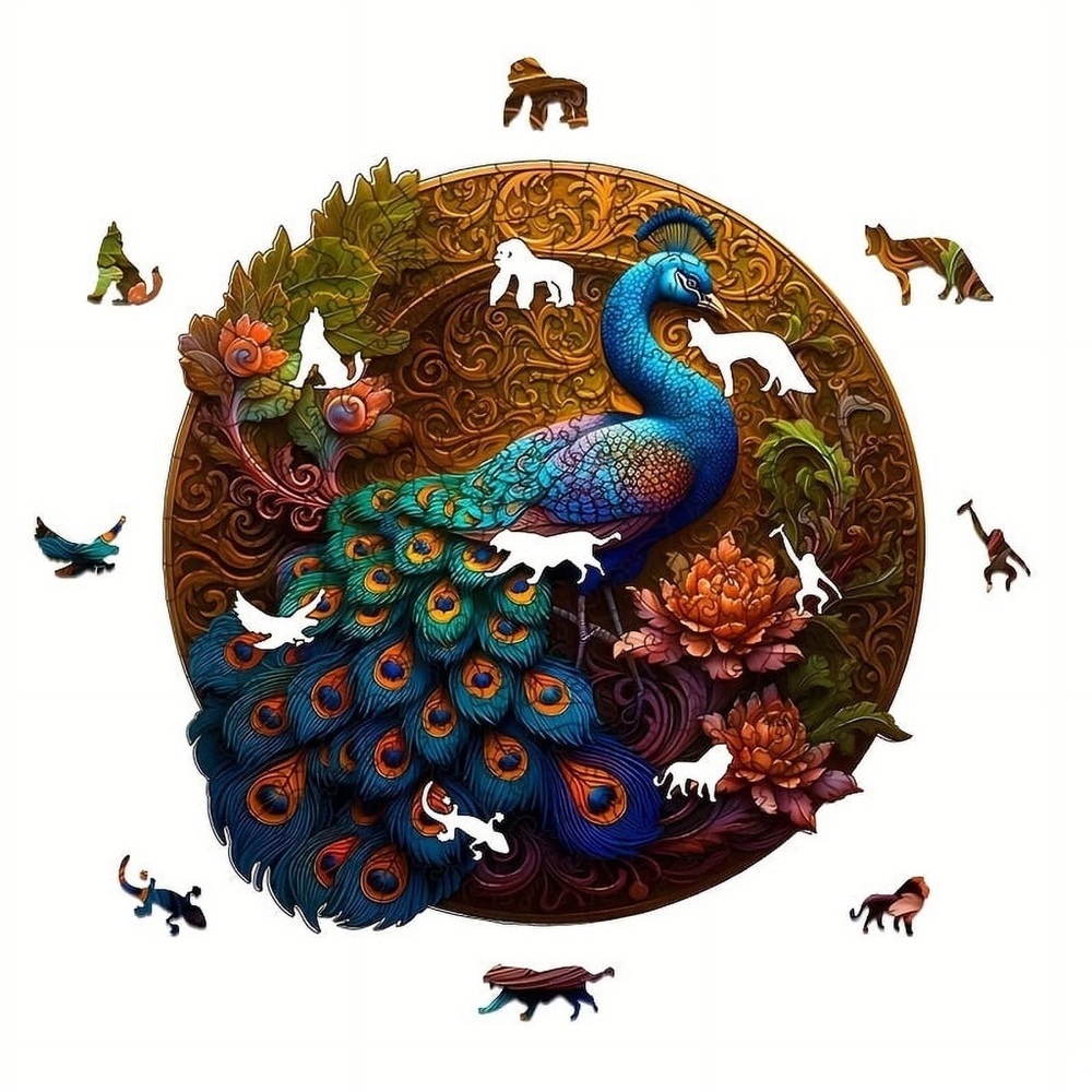 Peacock Puzzle with Vibrant Colors SMALL - Picture 3 of 7